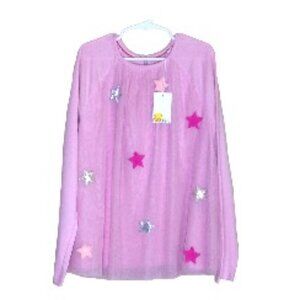 Boden Girl's Pink Applique Blouse Top with Sheer Overlay 9-10Y 140cm NWT